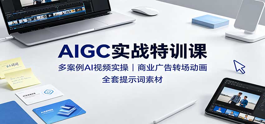 AIGC实战特训课:多案例AI视频实操,商业广告转场动画,全套提示词素材-好游戏网创