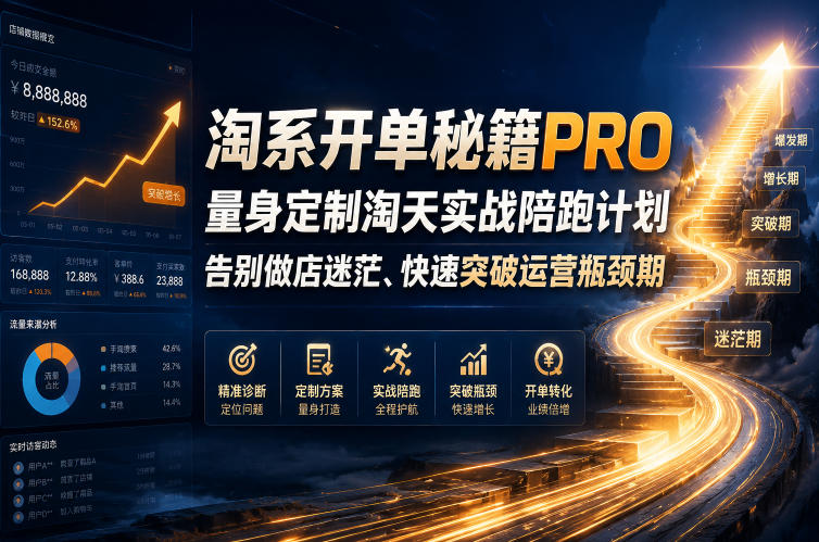 淘系开单秘籍PRO，量身定制淘天实战陪跑计划，告别做店迷茫、快速突破运营瓶颈期(更新260906)-好游戏网创