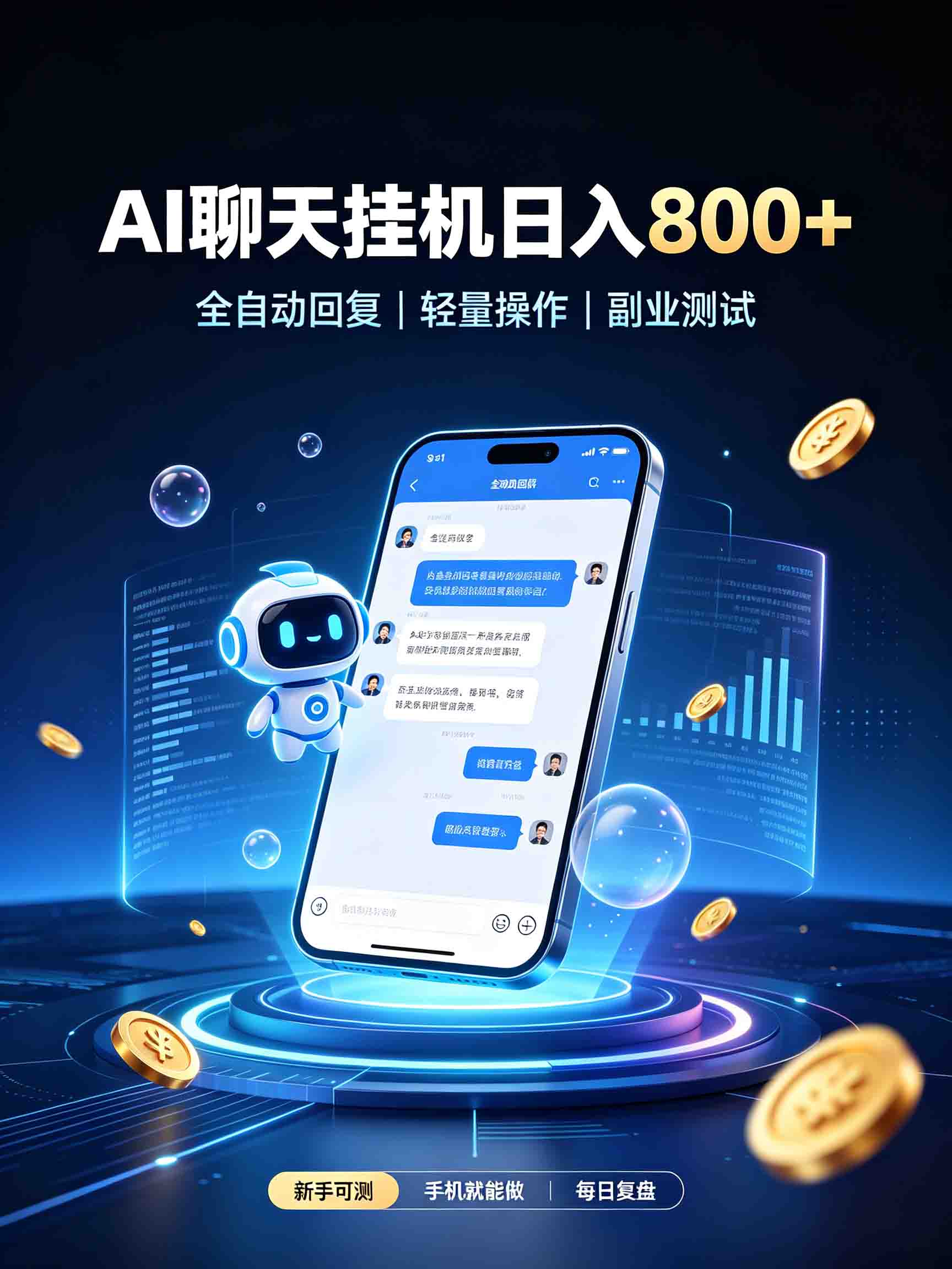 AI聊天挂机，日入800+，适用个人副业，工作室矩阵操作-好游戏网创分享平台