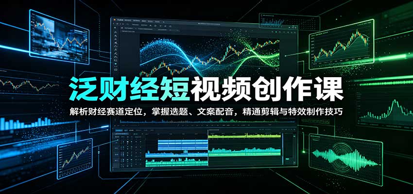 泛财经短视频创作课：解析财经赛道定位，掌握选题、文案配音，精通剪辑与特效制作技巧-好游戏网创分享平台
