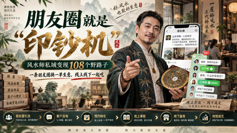 朋友圈就是“印钞机”,风水师私域变现108个野路子,一条朋友圈换一单生意,线上线下一起吃【文档】-好游戏网创