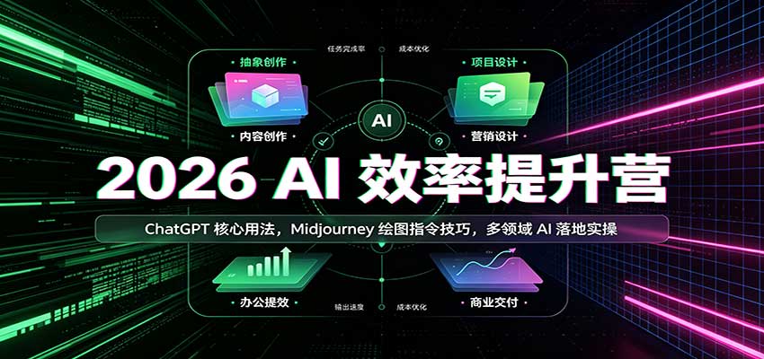 2026 AI效率提升营：ChatGPT核心用法，Midjourney绘图指令技巧，多领域AI落地实操-好游戏网创