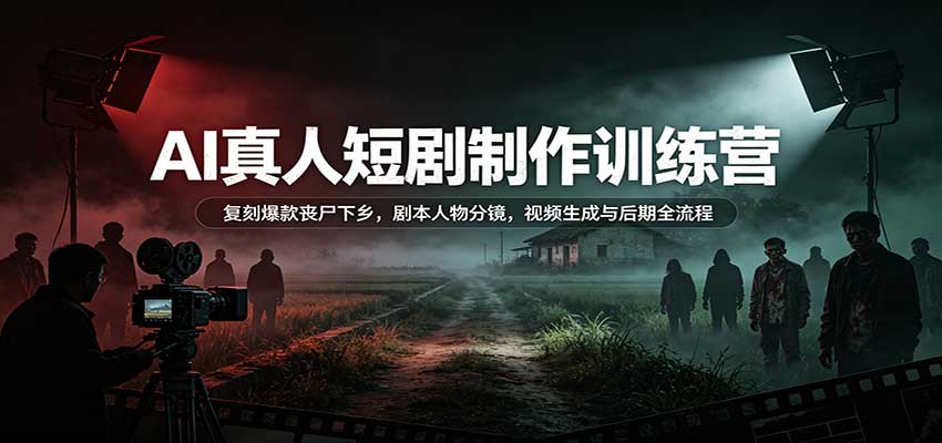 AI真人短剧制作训练营:复刻爆款丧尸下乡,剧本人物分镜,视频生成与后期全流程-好游戏网创