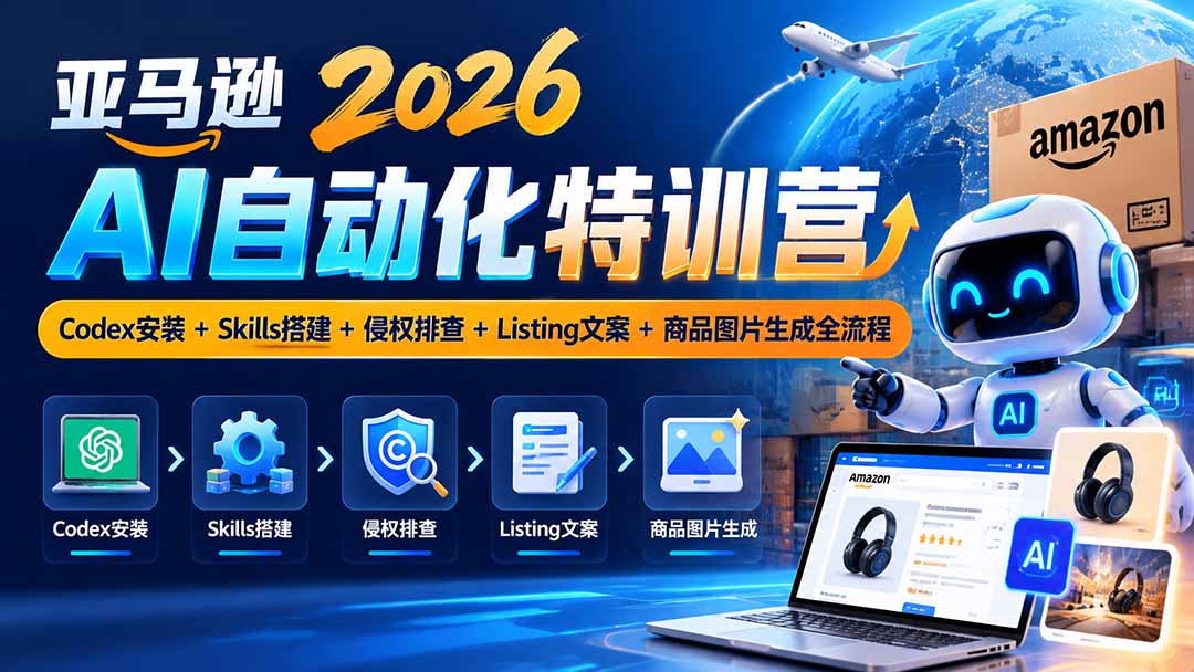 亚马逊2026AI自动化-10月特训营:Codex安装+Skills搭建+侵权排查+Listing文案+商品图片生成全流程-好游戏网创分享平台