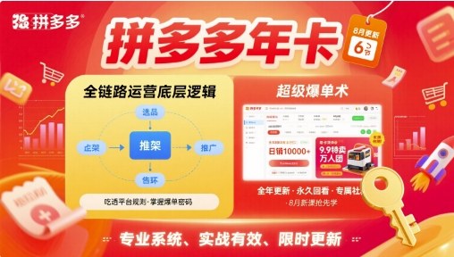 拼多多年卡,拼多多全链路运营底层逻辑,超级爆单术【更新26年10月】-好游戏网创