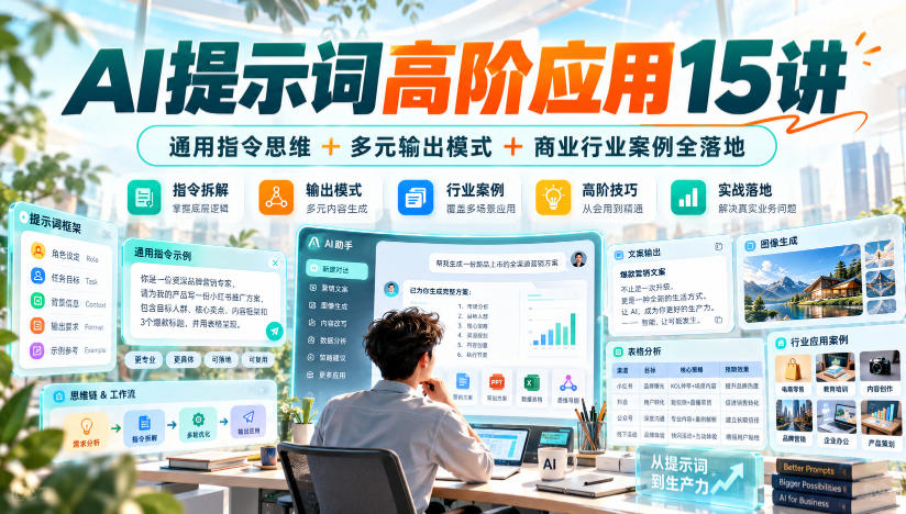 AI提示词高阶应用15讲|通用指令思维+多元输出模式+商业行业案例全落地-好游戏网创分享平台