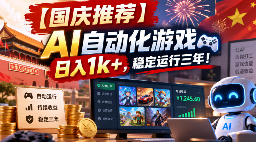 【国庆推荐】AI自动化游戏,日入1k+,操作简单,稳定运行三年!【揭秘】-好游戏网创分享平台