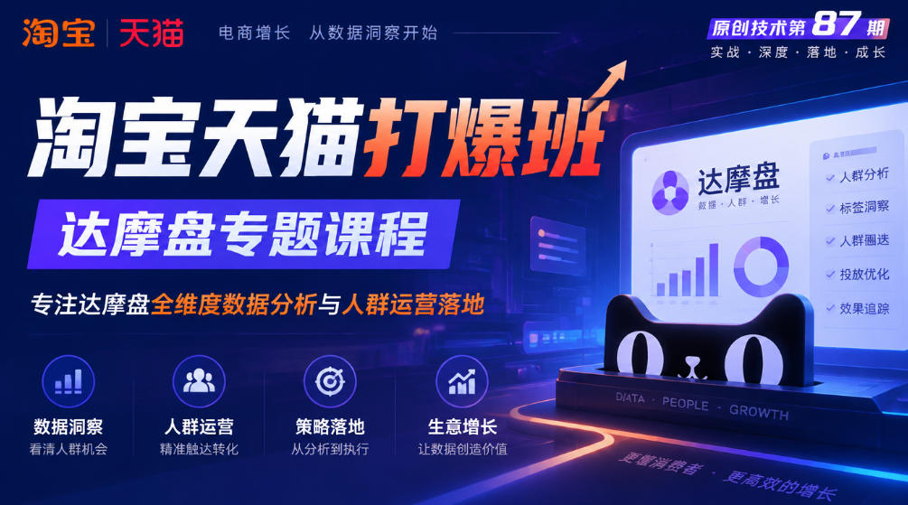 《淘宝天猫打爆班》原创技术第87期，达摩盘专题课程，专注达摩盘全维度数据分析与人群运营落地-好游戏网创分享平台