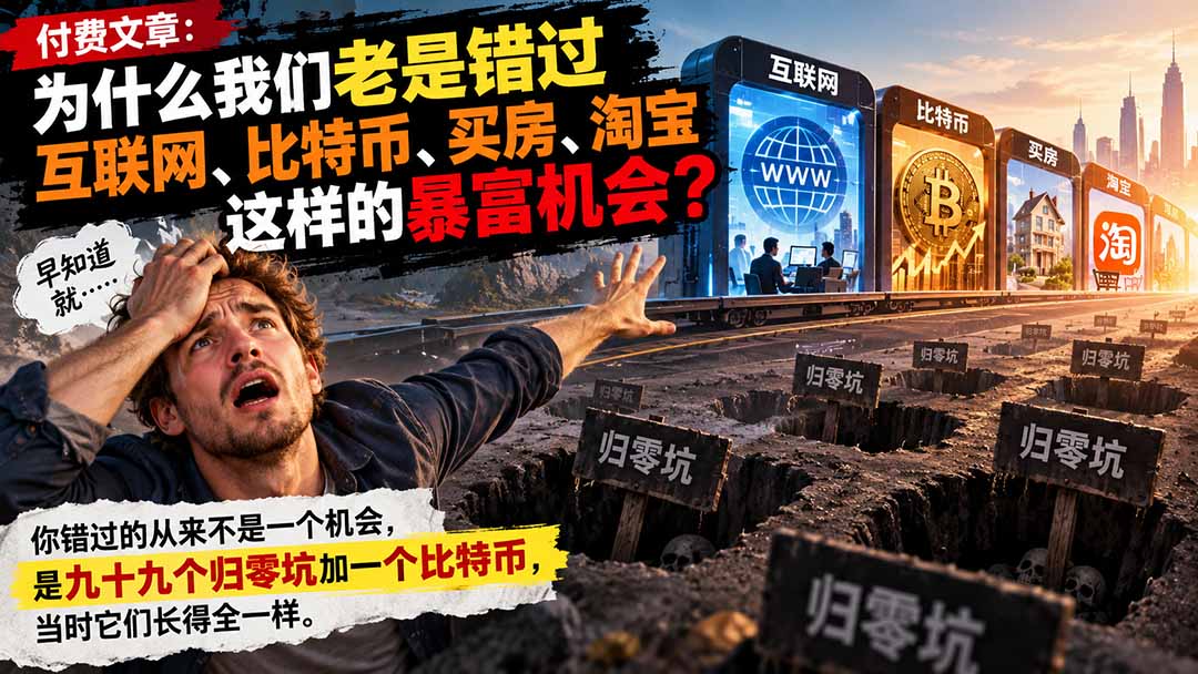 付费文章：为什么我们老是错过互联网、比特币、买 房、淘宝这样的暴富机会？-好游戏网创分享平台