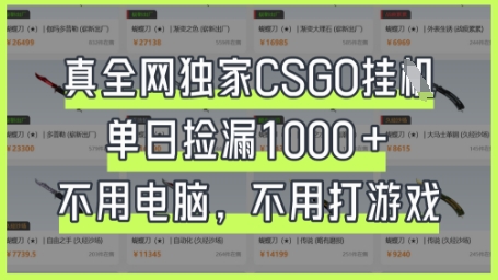 真全网独家CSGO挂G,单日捡漏1k+【揭秘】-好游戏网创