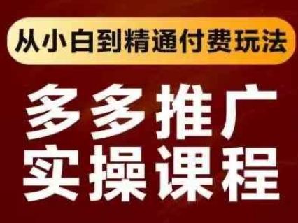 拼多多推广实操课程,从小白到精通付费玩法-好游戏网创